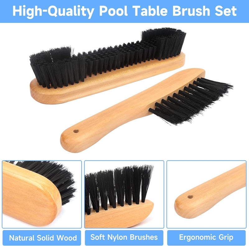 CONLI 10 Pcs Pool Table Cleaning Kit - Solid Wood Pool Table Brush & Rail Brush Cleaning Tools for Billiards Table Felt - Image 2